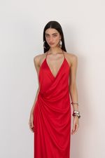 Vestido Longo Cetim Vermelho