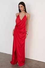 Vestido Longo Cetim Vermelho