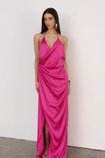 Vestido Longo Cetim Pink