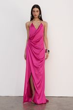 Vestido Longo Cetim Pink