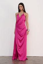 Vestido Longo Cetim Pink
