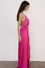 Vestido Longo Cetim Pink