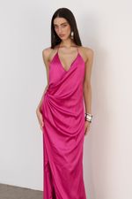 Vestido Longo Cetim Pink