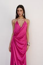 Vestido Longo Cetim Pink