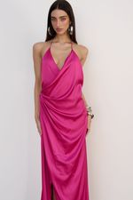 Vestido Longo Cetim Pink
