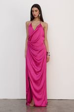 Vestido Longo Cetim Pink