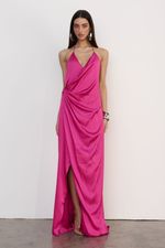 Vestido Longo Cetim Pink