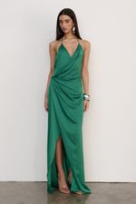 Vestido Longo Cetim Verde
