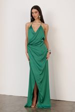 Vestido Longo Cetim Verde
