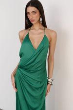 Vestido Longo Cetim Verde