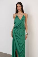 Vestido Longo Cetim Verde