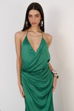 Vestido Longo Cetim Verde