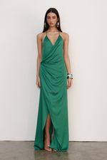 Vestido Longo Cetim Verde