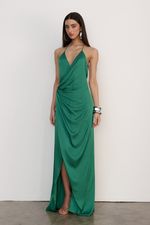 Vestido Longo Cetim Verde