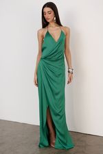 Vestido Longo Cetim Verde