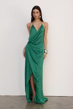Vestido Longo Cetim Verde