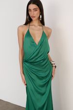 Vestido Longo Cetim Verde