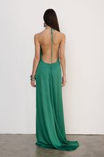 Vestido Longo Cetim Verde