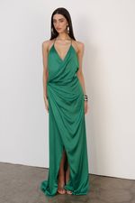 Vestido Longo Cetim Verde