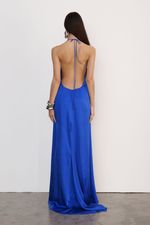 Vestido Longo Cetim Azul Royal