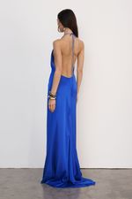 Vestido Longo Cetim Azul Royal