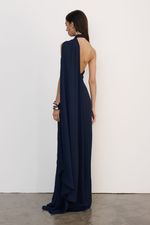 Vestido Faixa Longo Azul Marinho