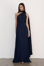Vestido Faixa Longo Azul Marinho