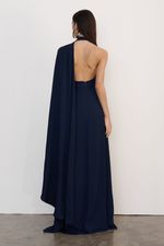 Vestido Faixa Longo Azul Marinho