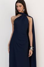 Vestido Faixa Longo Azul Marinho