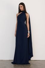 Vestido Faixa Longo Azul Marinho