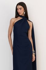 Vestido Faixa Longo Azul Marinho