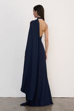 Vestido Faixa Longo Azul Marinho