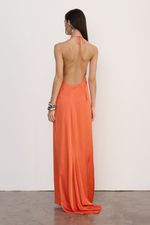 Vestido Longo Cetim Tangerina