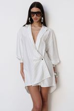 Maxi Camisa Assimétrica P&B