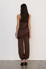 Blusa Cetim Renda Café