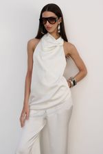 Blusa Cetim Renda Off White
