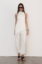Blusa Cetim Renda Off White