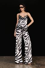 Calça Cós Reto Cetim Zebra