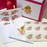 Kit Cartões Leopardo Floral + Envelopes Forrados + Adesivos + Caixa