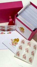 Kit Cartões Leopardo Floral + Envelopes Forrados + Adesivos + Caixa