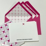 Kit Cartões Mini Coração Rosa  + Envelopes + Caixa