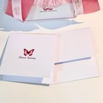 Kit Cartões Borboletas Rosas + Envelopes + Caixa