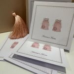 Kit Cartões Vestido Aquarela + Envelopes + Adesivos + Caixa Personalizada