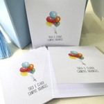 Kit Cartões Balões + Envelopes + Adesivos + Caixa Personalizada