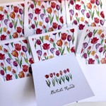 Kit Cartões Tulipas + Envelopes com Forro + Adesivos + Caixa