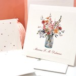 Kit Cartões Bouquet Marina + Envelopes com Forro + Adesivos + Caixa Personalizada