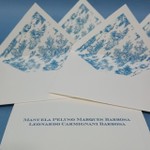 Kit Cartões + Envelopes com forro Toile Azul + Caixa