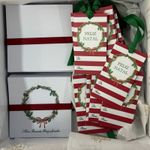 Kit Cartões Guirlanda Natal Aquarela + Envelopes + Adesivos + Tags