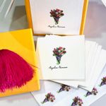 Kit Cartões Angelica bouquet + Envelopes + Adesivos + Caixa Personalizada