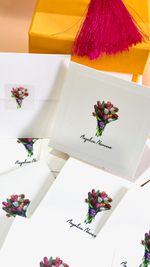 Kit Cartões Angelica bouquet + Envelopes + Adesivos + Caixa Personalizada